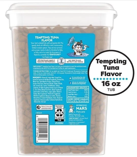 TEMPTATIONS Classic Crunchy and Soft Cat Treats Tempting Tuna Flavor 16 oz -2pk - Image 2 of 4