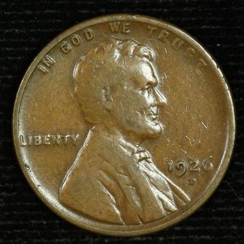 Lincoln Wheat Cent. 1926 D. Fine. Lot # 9049-104-024