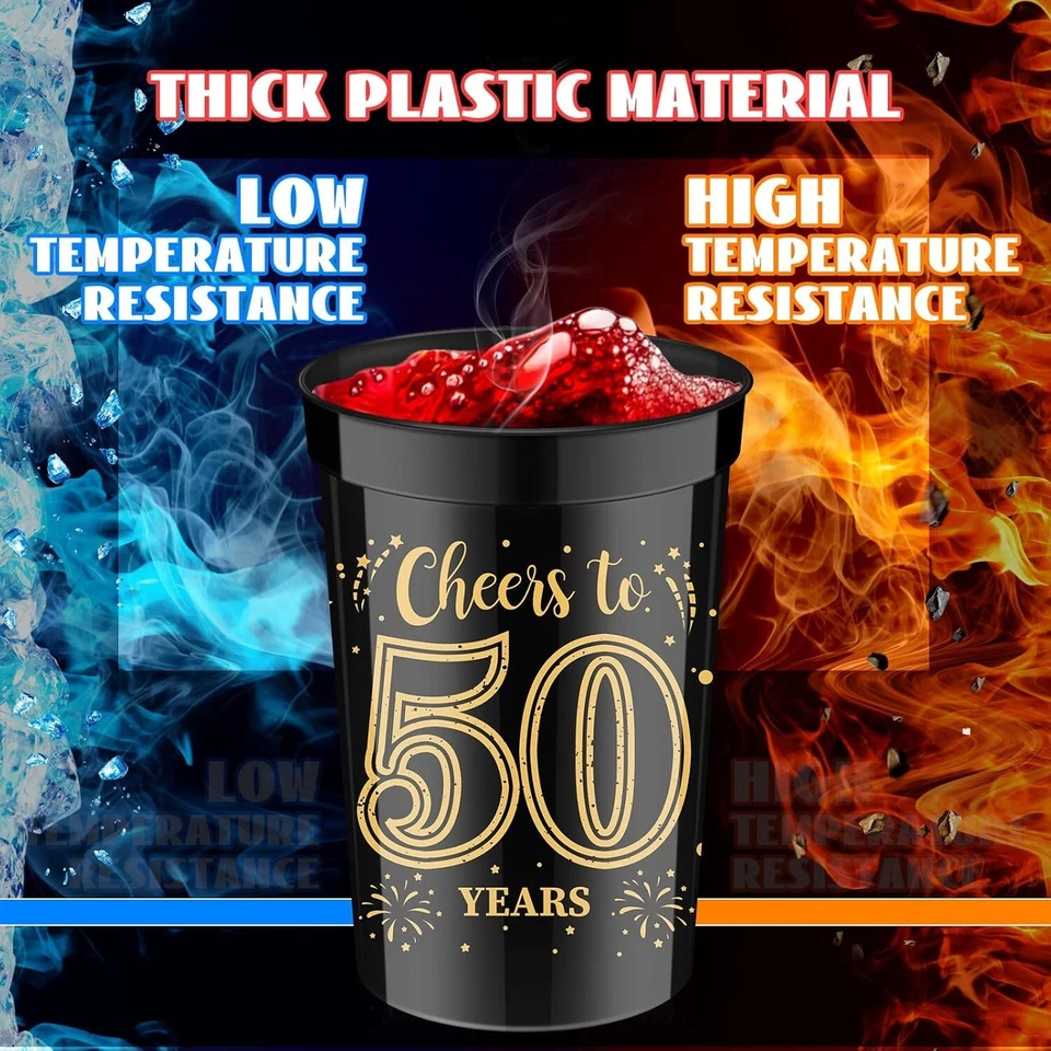 40 шт. чашек на день рождения 16 унций 40th 50th 60th 70th Birthday Cups Cheers to 40 50 60 70 Years - Изображение 3 из 4