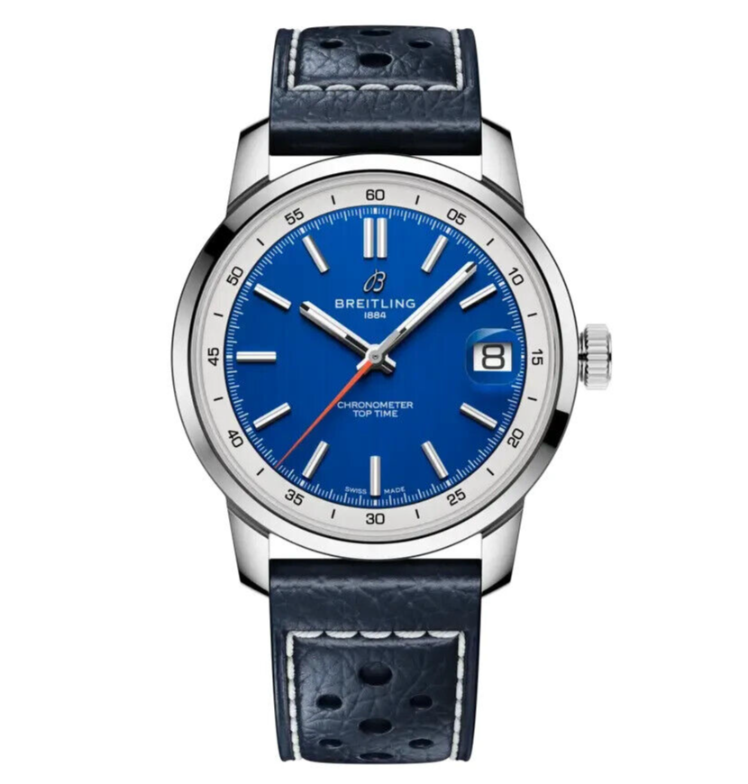 Breitling Top Time B31 Chronometer Blue Leather Strap 38mm Ref AB3113A71C1X1