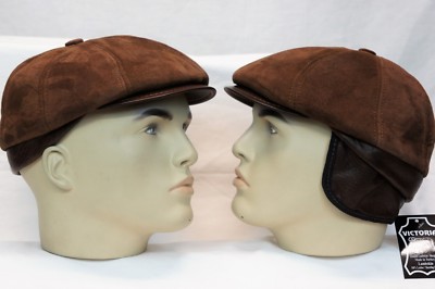 ESPRESSO 100% SUEDE LEATHER Gatsby Newsboy Ivy Golf Driving Flat Cabbie Hat S-3X