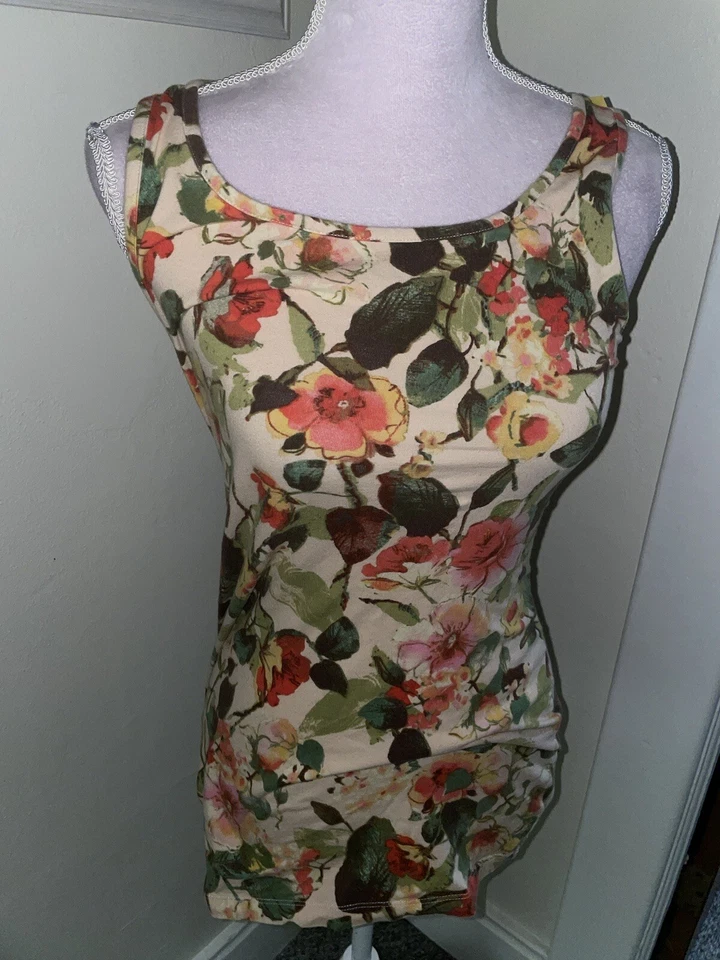 Twenty One Camiseta sin mangas de algodón para mujer M 3 lazos en la espalda floral Foto 4 de 4