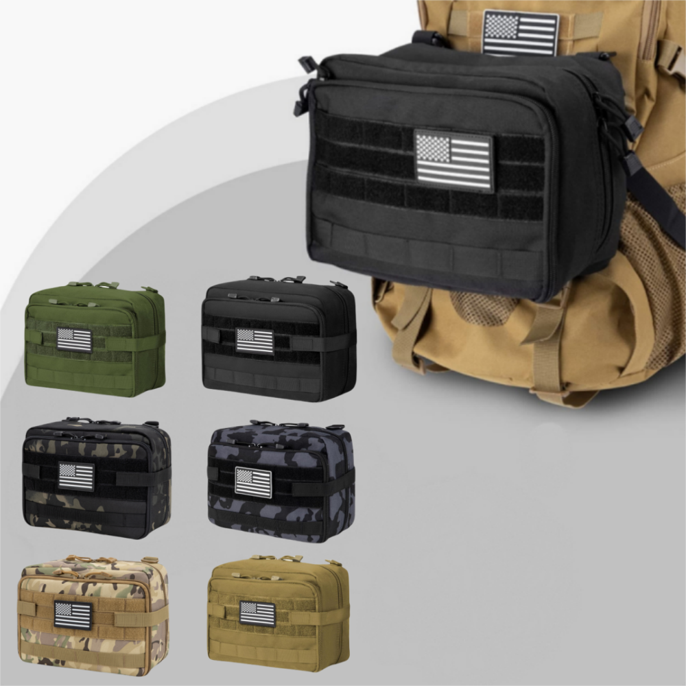 Tactical MOLLE Pouch Waist Pack - Large 5L Capacity, Black Nylon, Camping & Hiking Storage Bag