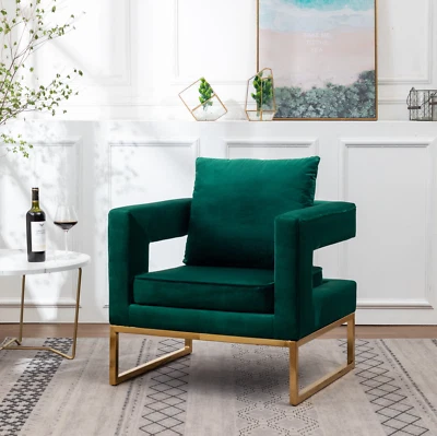 ROUNDHILL FURNITURE Lenola Contemporary Upholstered Accent Arm Chair, Green