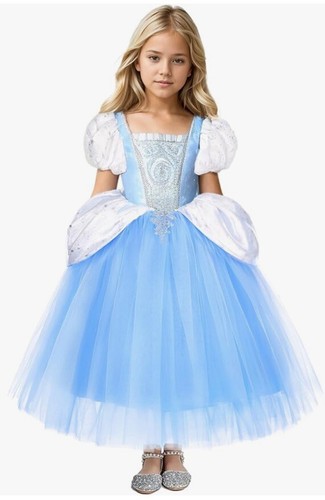 CQDY Cinderella Dress Princess Costume Halloween Party Dress up Blue 2-3y