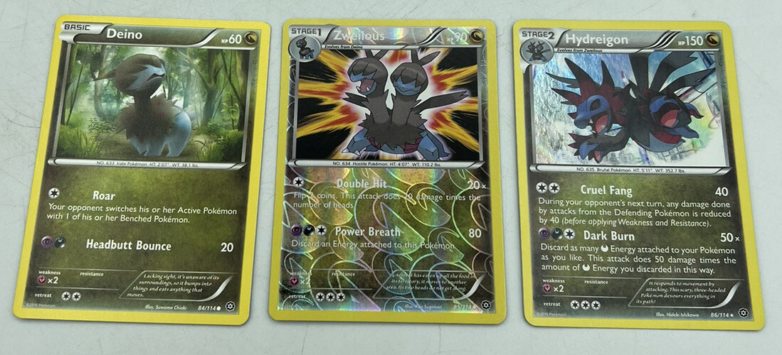 Pokemon evolve set Deino 84/114 Zweilous 85/114 Hydregion 62/111 MINT from  Pack