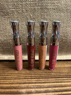 Lot of 4 Rimmel Stay Glossy Lipgloss 0.18 Fl Oz #020, 150, 360, 400