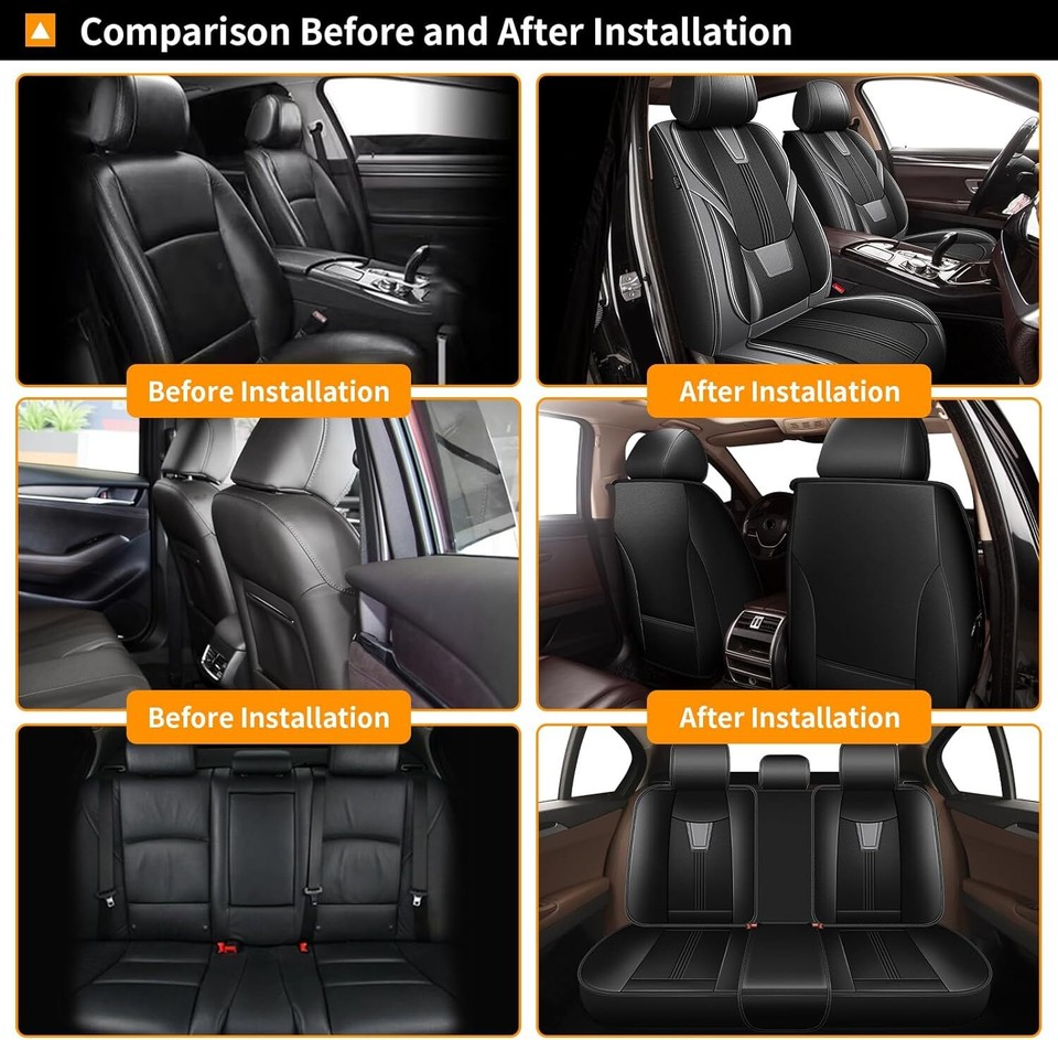 Car Front+Rear Seat Covers Faux Leather Protector Fit For Honda Pilot