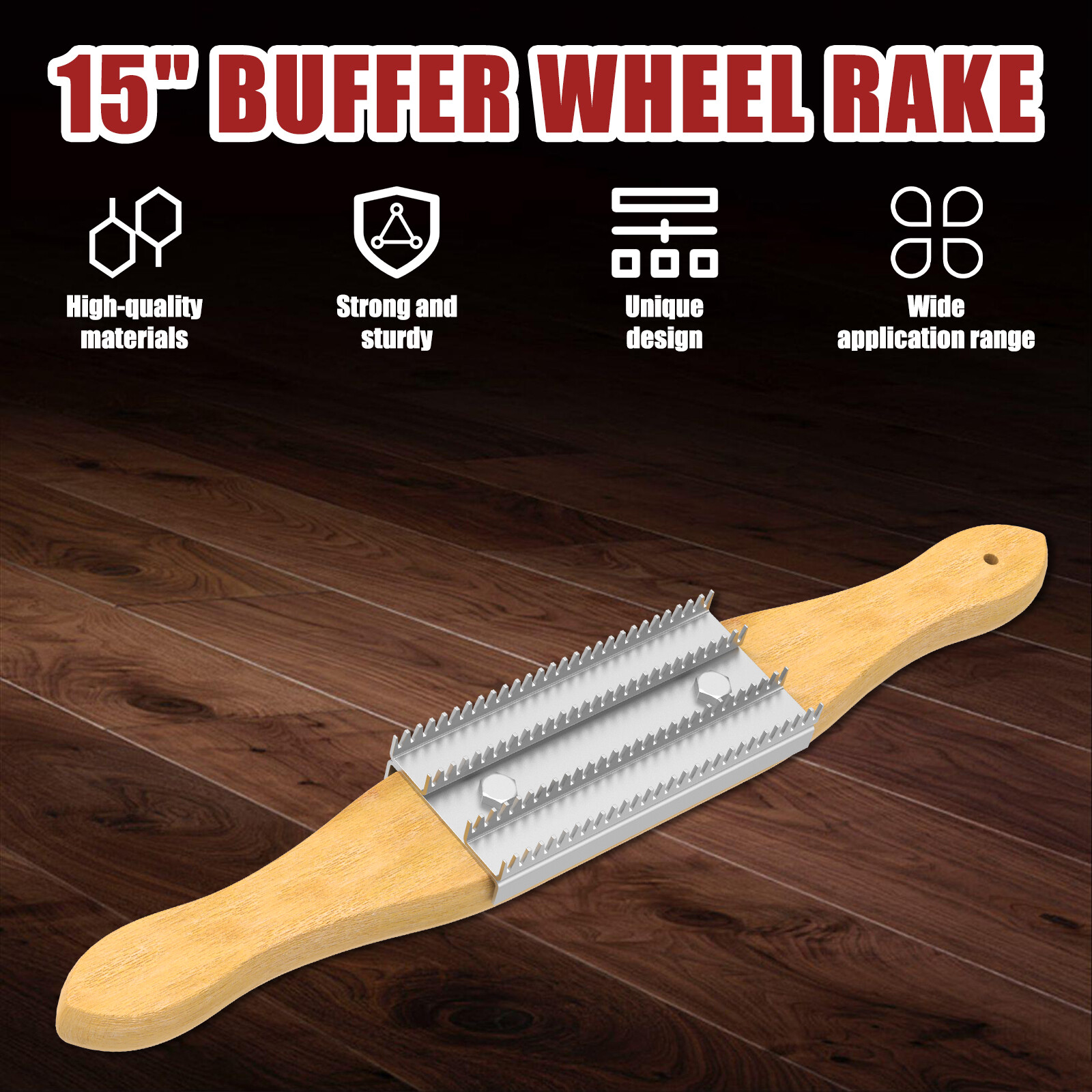 Buffing Wheel Rake 15inch Sturdy Polishing Wheel Rake with Spare Steel