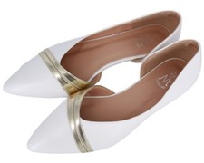 PUMPS MIT NIEDRIGEM ABSATZ WEISSE LEDERSCHUHE BALLETTSCHUHE FÜR DAMEN