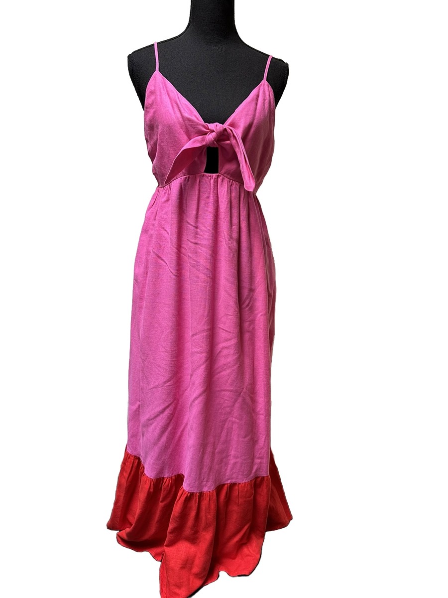 tabitha brown pink and red dress Women's Sleeveless Tie-Front Midi Dress - Tabitha Brown for Target Pink/Red XXS