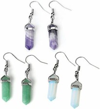 Pair gemstone crystal hexagonal point Reiki C...