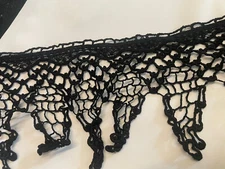 Black cotton  delicate fringe crochet lace trim 5.5”