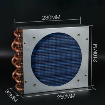 Copper Tube Heat Exchanger Air-Cooled Fan Small Shell Condenser ...