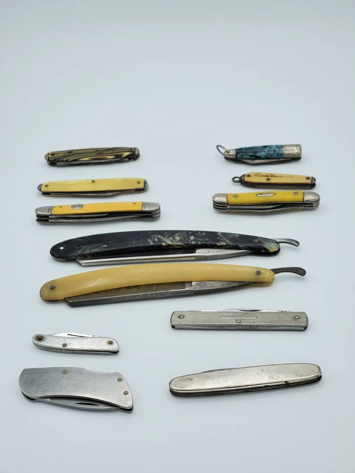 Lote de 12 navajas de bolsillo vintage Sheffield Imperial Schlieper Solingen Zippo Foto 2 de 4