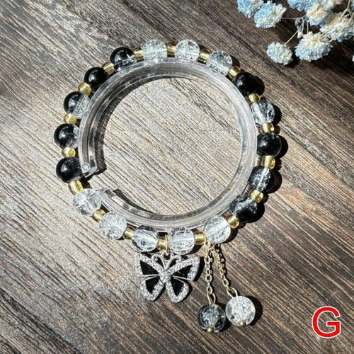 Koreanische rosa Kristall Blumen Schmetterling Anhänger Perlen Armband für Frauen _ - Bild 21 von 44