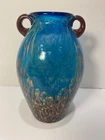 VINTAGE ART DECO FAVRILE ADVENTURINE DALE TIFFANY GLASS VASE WITH HANDLES 8"T