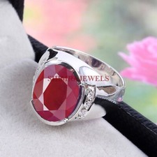 Riscaldato Rubino Gemma Con 14K Placcato Oro Bianco Argento Uomo Anello #507