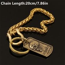 Golden Brass Key Chain Chic Pendant Charms with D-ring Keyring Handmade Retro