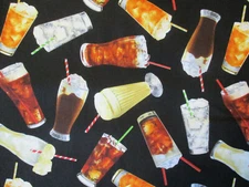 SODA DRINK POP DRINKS ICE CREAM FLOATS COTTON FABRIC BTHY