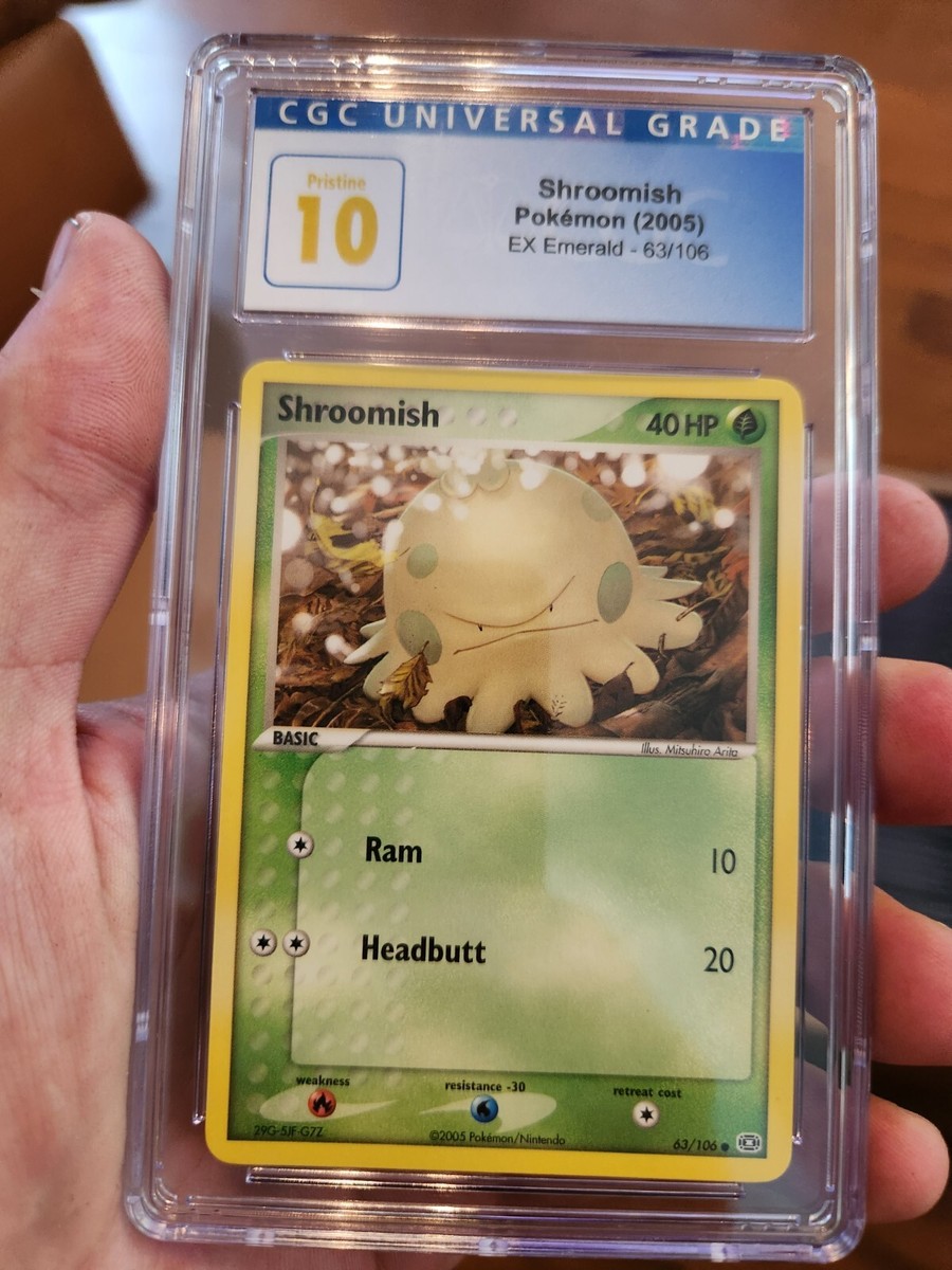 POP 5) CGC 10 PRISTINE 2005 Pokemon SHROOMISH 63/106 EX Emerald