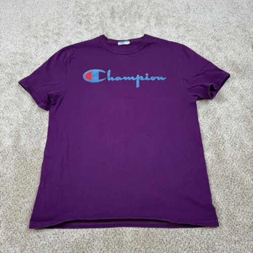 Champion Graphic T-Shirt Men's Medium Purple Casual Logo Tee