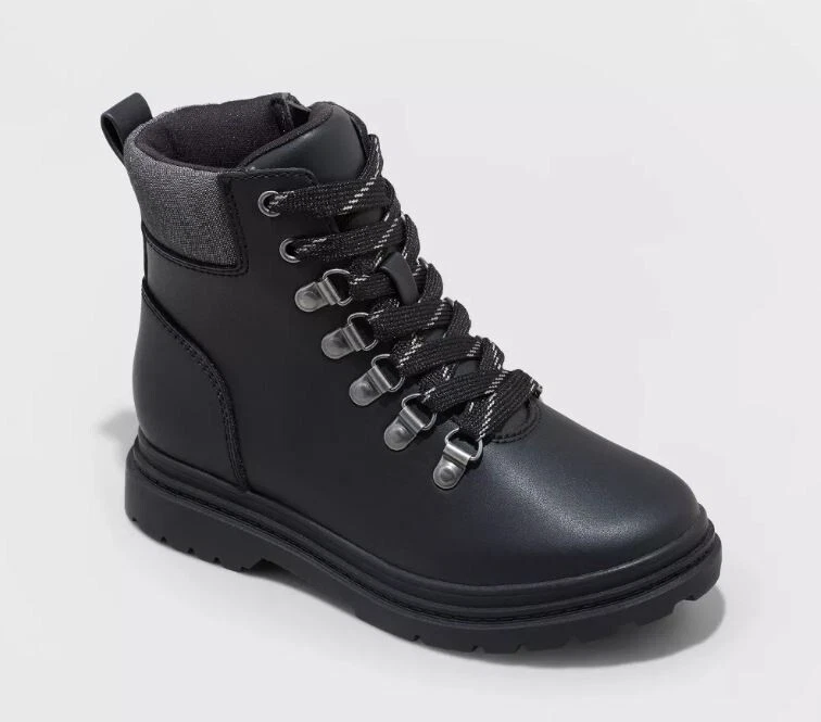 Boys black cheap combat boots