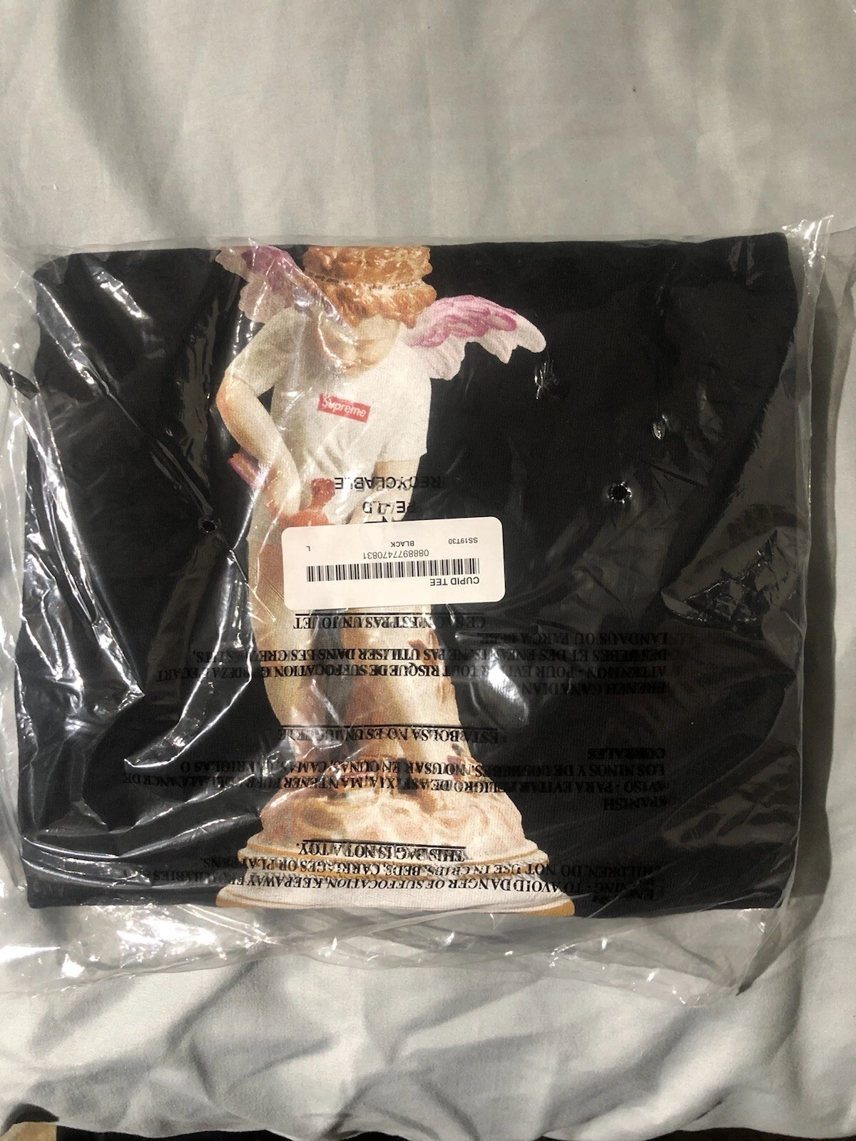 Tee shirt Supreme Cupidon taille L noir SS19 encore en plastique neuf