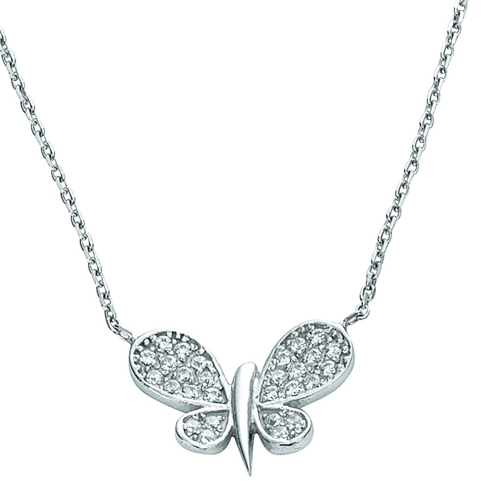 Базовый Silber 11.EX102 Damen Collier Schmetterling Silber Zirkonia 42,5 см