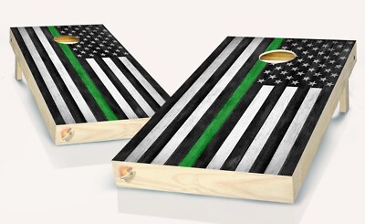 American Flag Thin Green Line Cornhole Board Vinyl Wrap Laminated Sticker Decal
