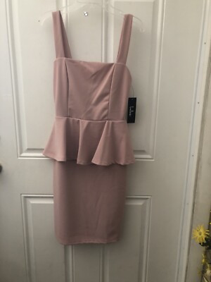lulu light pink mini jumper dress Size S square neck | eBay