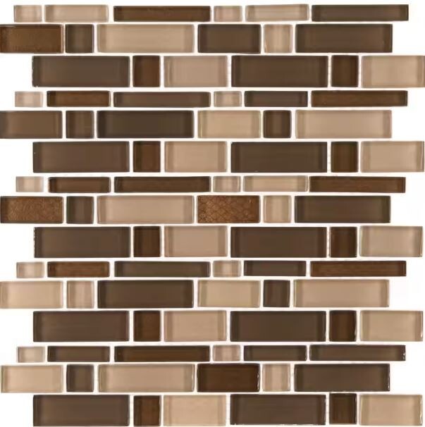 Jeffery Court Heritage Cold Pencil Brown Interlocking Glass Mosaic