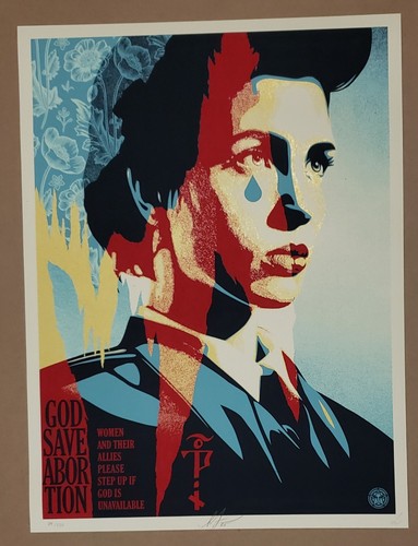 Shepard Fairey Nadya Tolokonnikova ‘God Save Abortion’ Screen Print Signed #/550