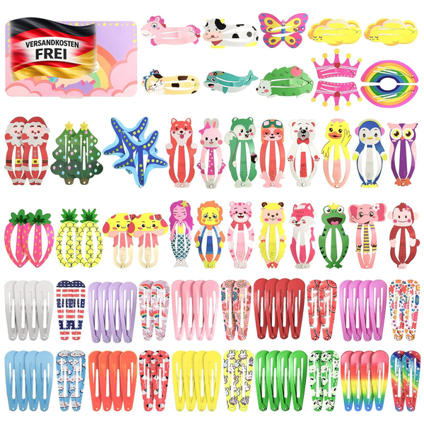 Haarspangen MäDchen, Funtopia 100 StüCk 5Cm Tierdesign Kinder Haarspangen | Meta-image