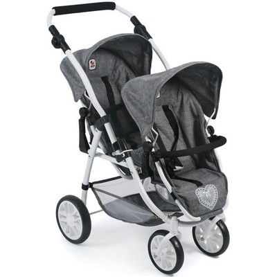 Bayer Chic 2000 Puppen Tandem-Buggy Vario Jeans grey