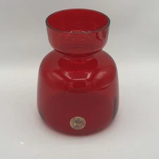 VTG Kastrup HOLMEGAARD Danish MCM Red Glass Hyacinth Bud Vase Candle Holder