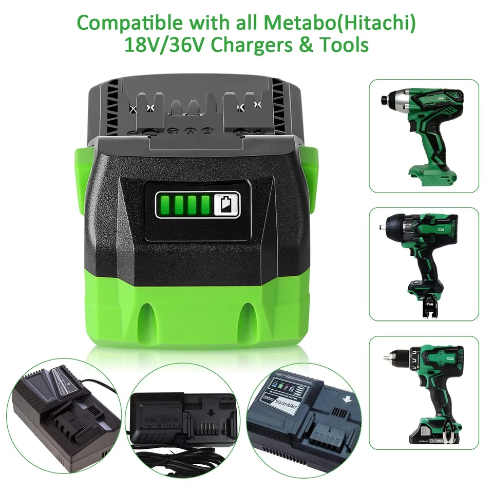 Paquete de 2 baterías de litio multivoltios Metabo BSL36A18 18V 36V batería BSL36B Foto 3 de 4