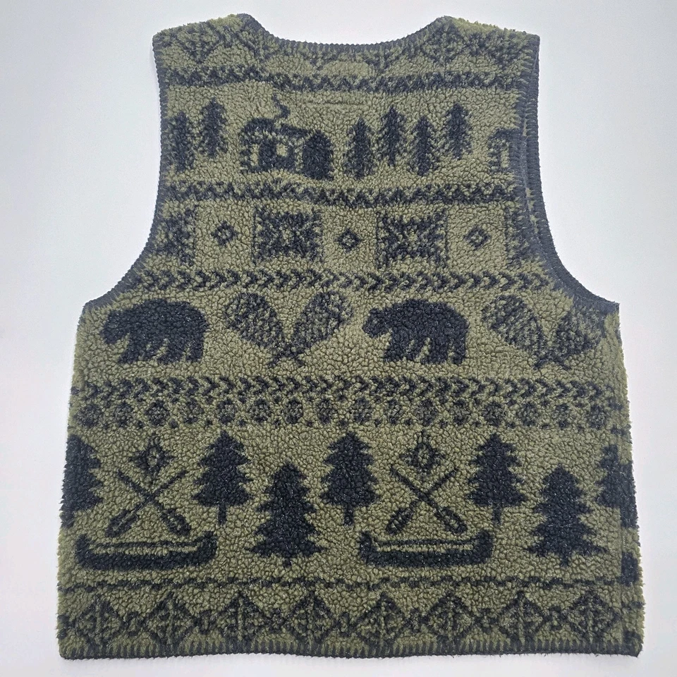 Chaleco polar Alps Deep Pile para mujer talla pequeña de colección hecho en EE. UU. Oso de nieve verde Foto 3 de 4