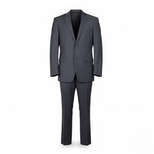 Mens Black Two-Piece Suit Dress Jacket  Pants Slim Fit Size 36