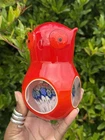 New ListingMurano Glass Paperweight Galliano Ferro Millefiori Red White Overlay Owl READ