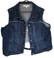 Cato EST. 1946 Denim Vest Blue Jean Jacket Dark Wash 22/24W Western Biker Grunge