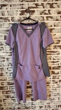 Scrubstar Medium Scrub Set Short Sleeve Shirt Pants Light Purple Active Nursing