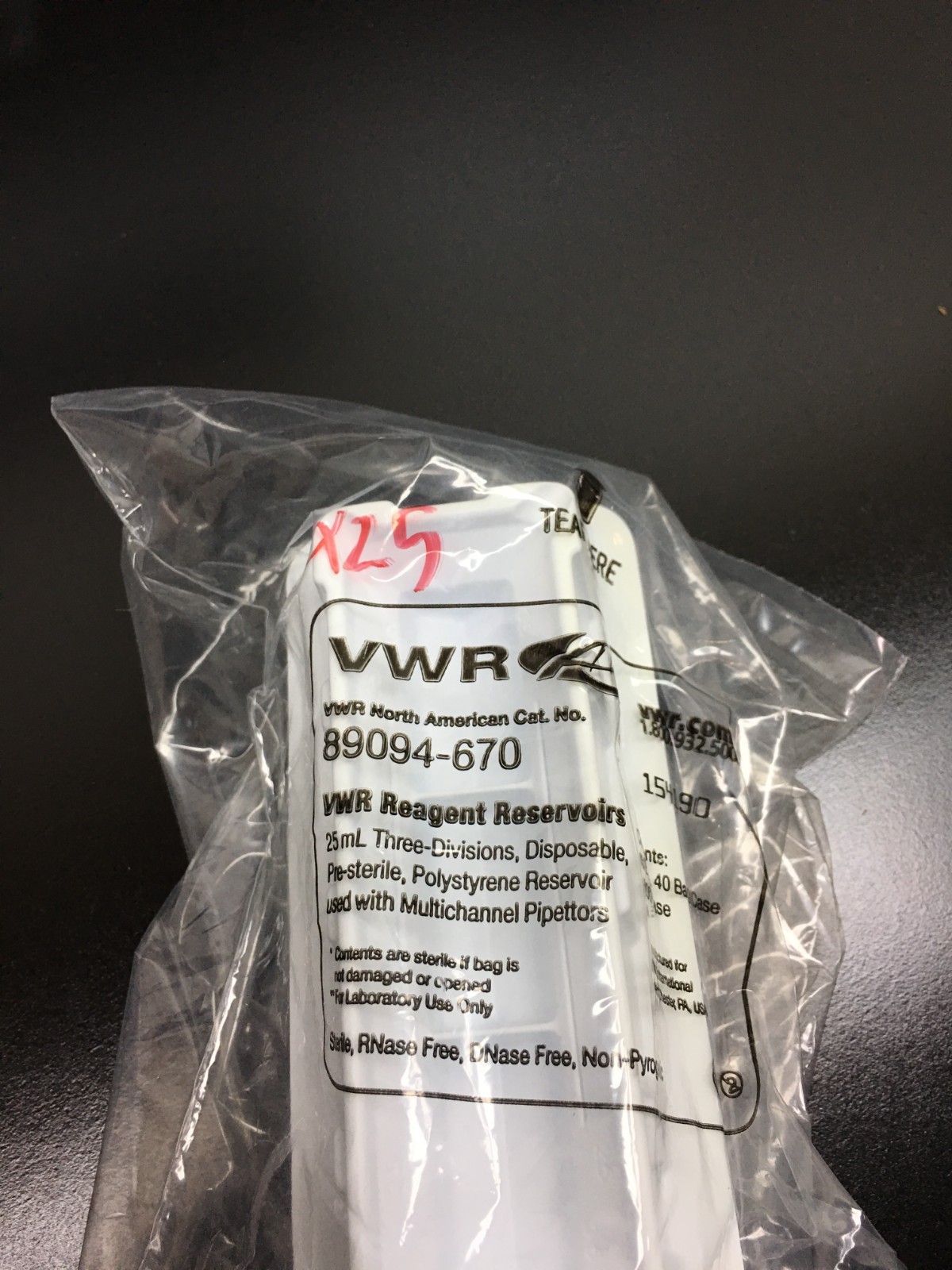 VWR Cat No 89094-670 Three Division Reagent Reservoirs 25 mL Lot 25 PCS