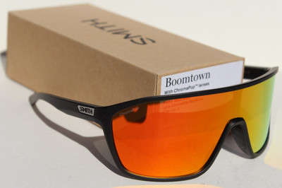 SMITH OPTICS Boomtown POLARIZED Sunglasses Matte Black/ChromaPop Red NEW $197