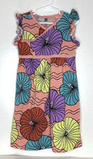 Tea Collection Girls 6 Dress Fun Bold Floral Print Sleeveless 100% Cotton Knit
