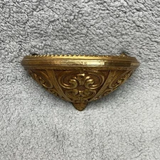Wall Pocket Planter Vintage 60s Hollywood Regency Syroco 1968 Gold Resin