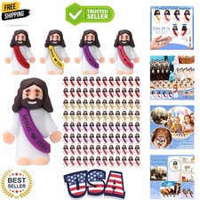 100 Pcs Little Jesus Figures Jesus Loves You Design Rubber Pocket Toys Littl...