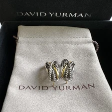 DAVID YURMAN Sterling 14k Post Crossover Cable Shrimp Earrings