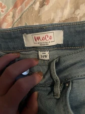 Moco Boutique Cropped Tummy Control Wide Leg Jeans Size 14w New Without Tags