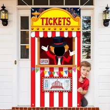 Carnival Decorations Ticket Photo Booth Props Backdrop Banner, Circus Theme Part
